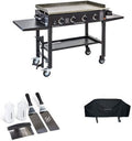 36 inch Outdoor Flat Top Gas Grill Griddle Station - 4-burner - Propane Fueled - With Cover and Accessory Kit C3521