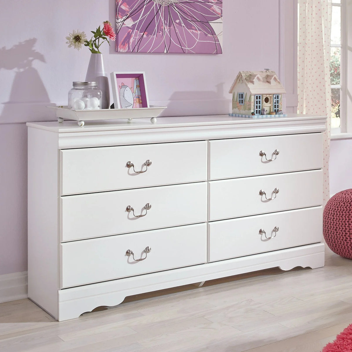 White 6 Drawer Double Dresser Z3527