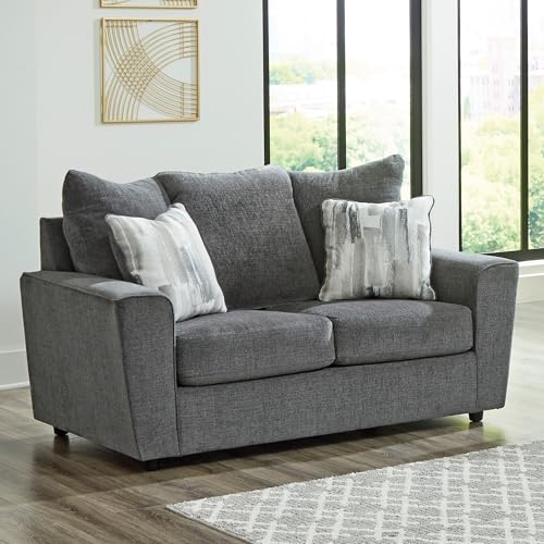 Gray Casual Loveseat with Flared Arms I431728