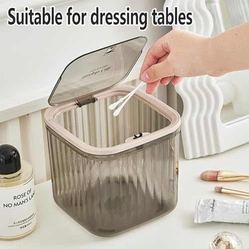 Mini Trash Can with Lid Transparent 0.35 Gallons Small Waste Basket G173