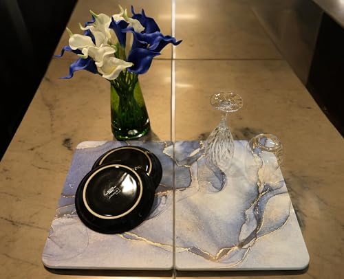 Stone Blue Marble Kitchen Drying Mat Q307