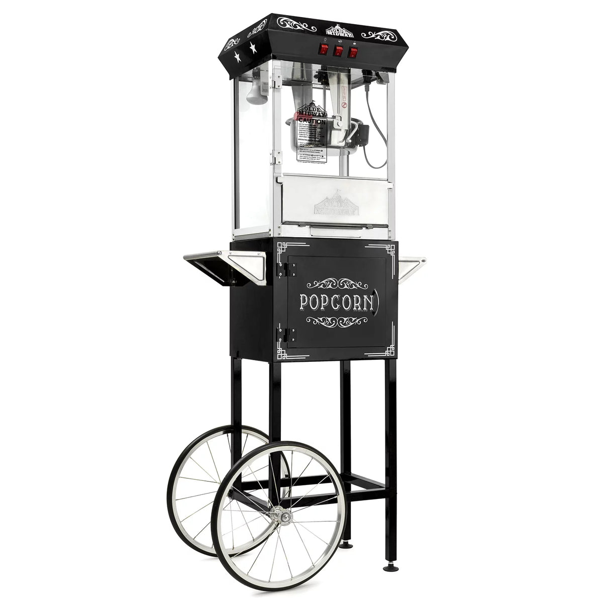Black 8 Ounce Popcorn Machine with Cart L83769