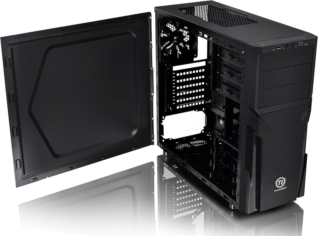 Black SPCC ATX Mid Tower Computer Chassis H991