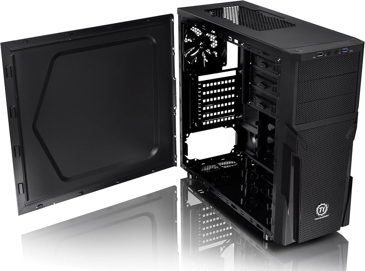 Black SPCC ATX Mid Tower Computer Chassis H991