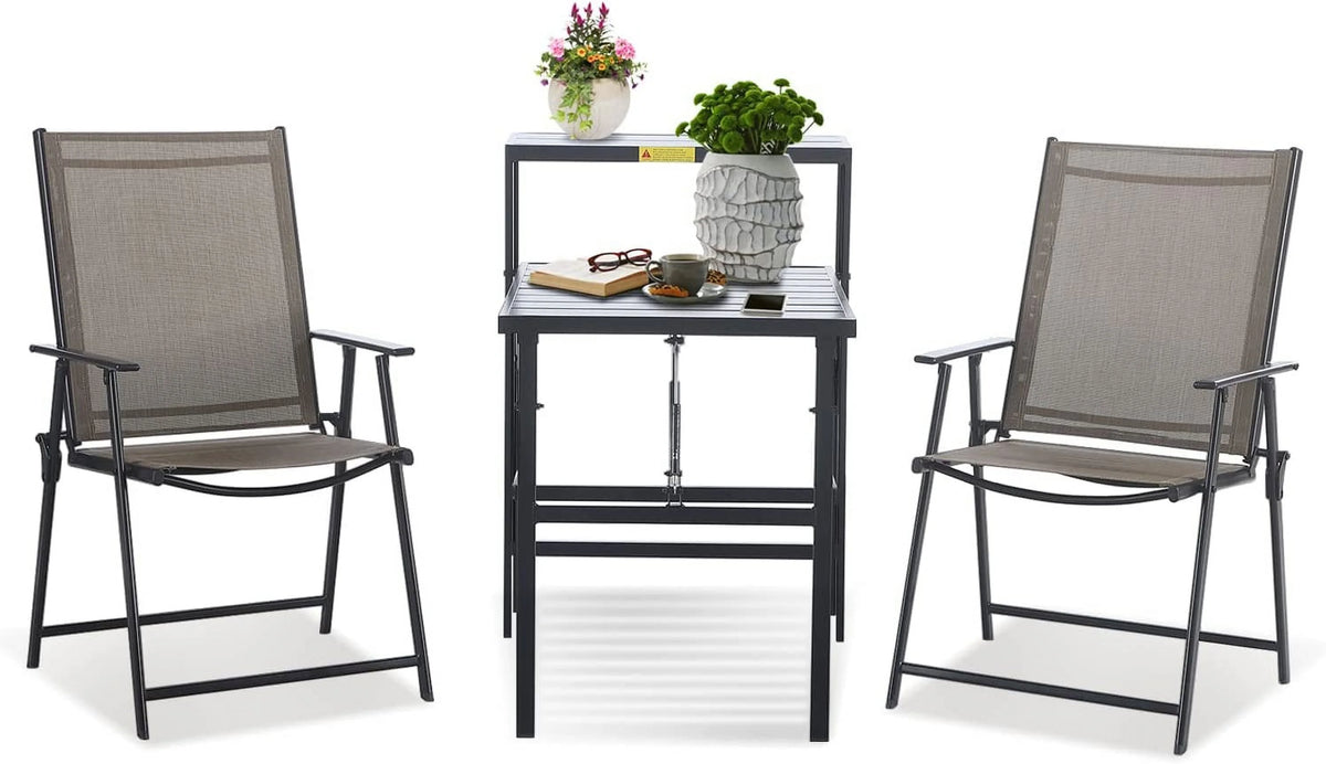 3 Piece Outdoor Folding Bistro Set with Coffee Table B348