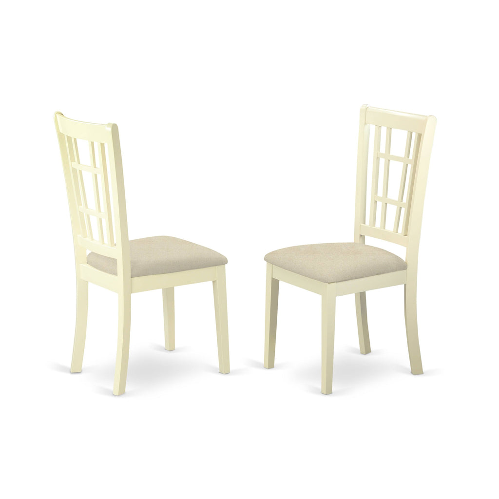 Buttermilk u0026 Brown Finish Wood Seat Dining Chair, Set of 2 W74351