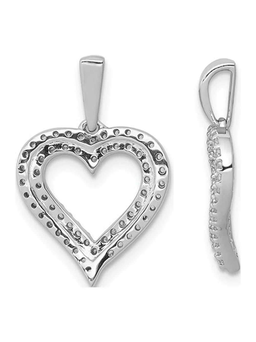 Diamond Double Heart Pendant Necklace in 10K White Gold with Chain G99699