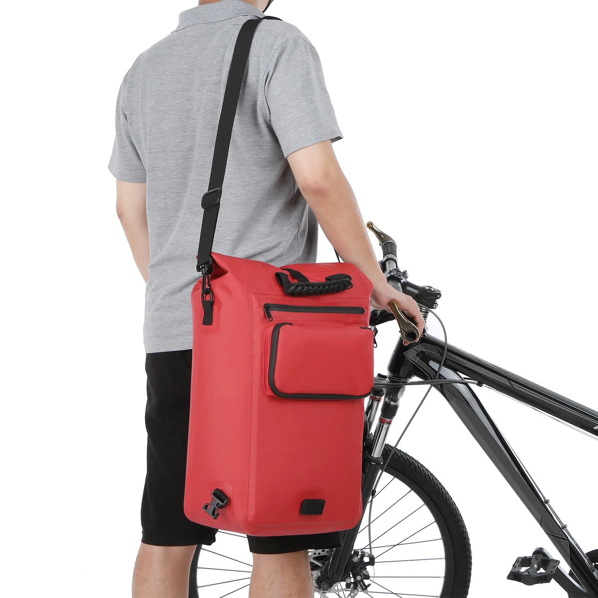 Waterproof 3in1 Rear Rack Bike Bag Backpack Q988332