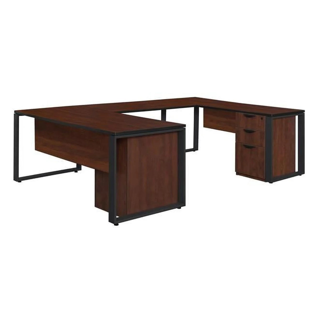 66 x 30 in. Double Pedestal U-Desk with Bridge J656