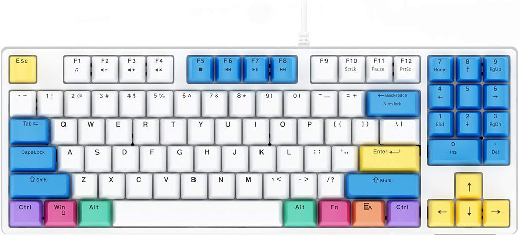 White Red Switch Wired Mechanical Keyboard 89 Keys Q249046