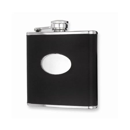 Black Faux Leather Stainless Steel 6oz Hip Flask S16272
