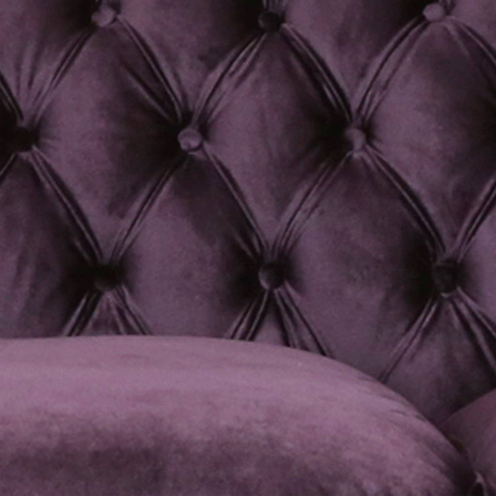 Navy Blue Tufted Microfiber Sofa with Scroll Arms S431922
