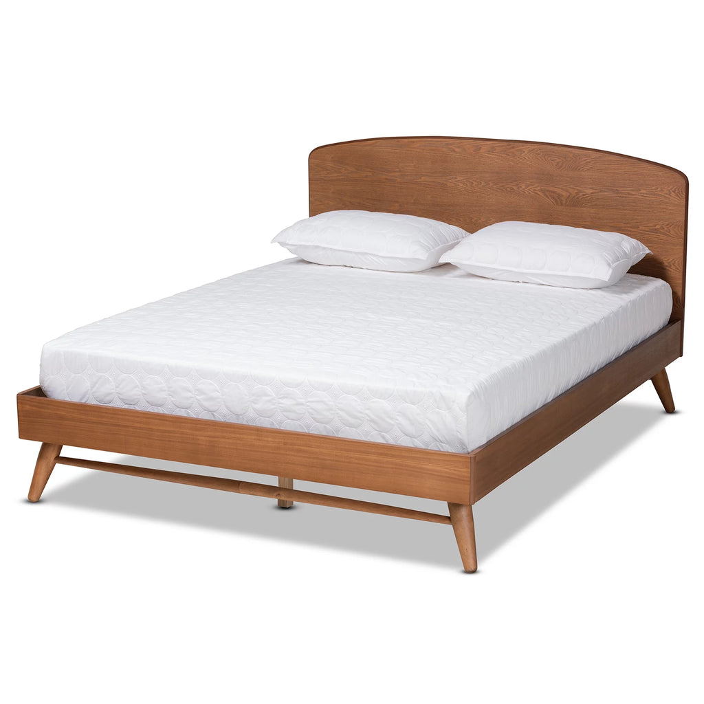 Queen Walnut Brown Engineered Wood Platform Bed Z4892