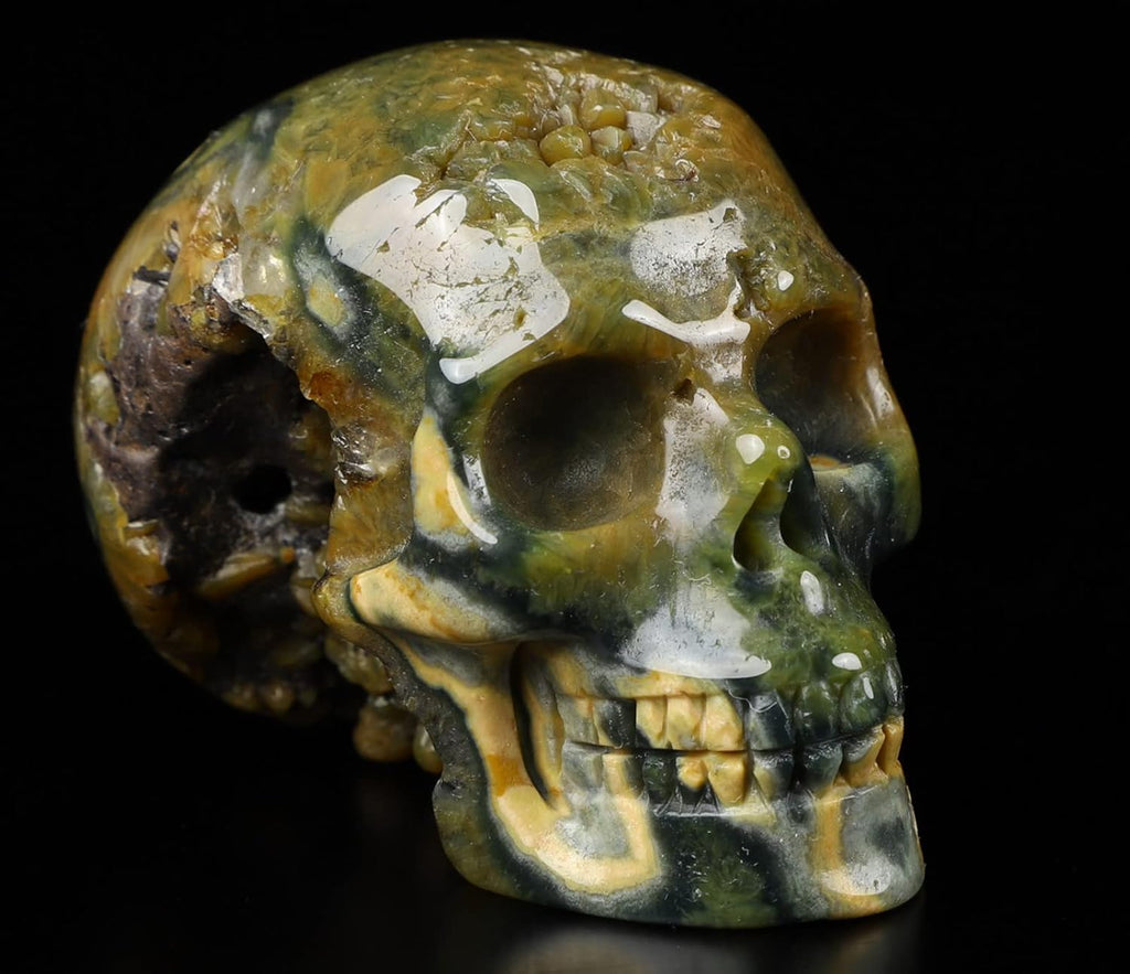 2.0” Ocean Jasper Crystal Skull Hand Carved Gemstone Sculpture Q1598