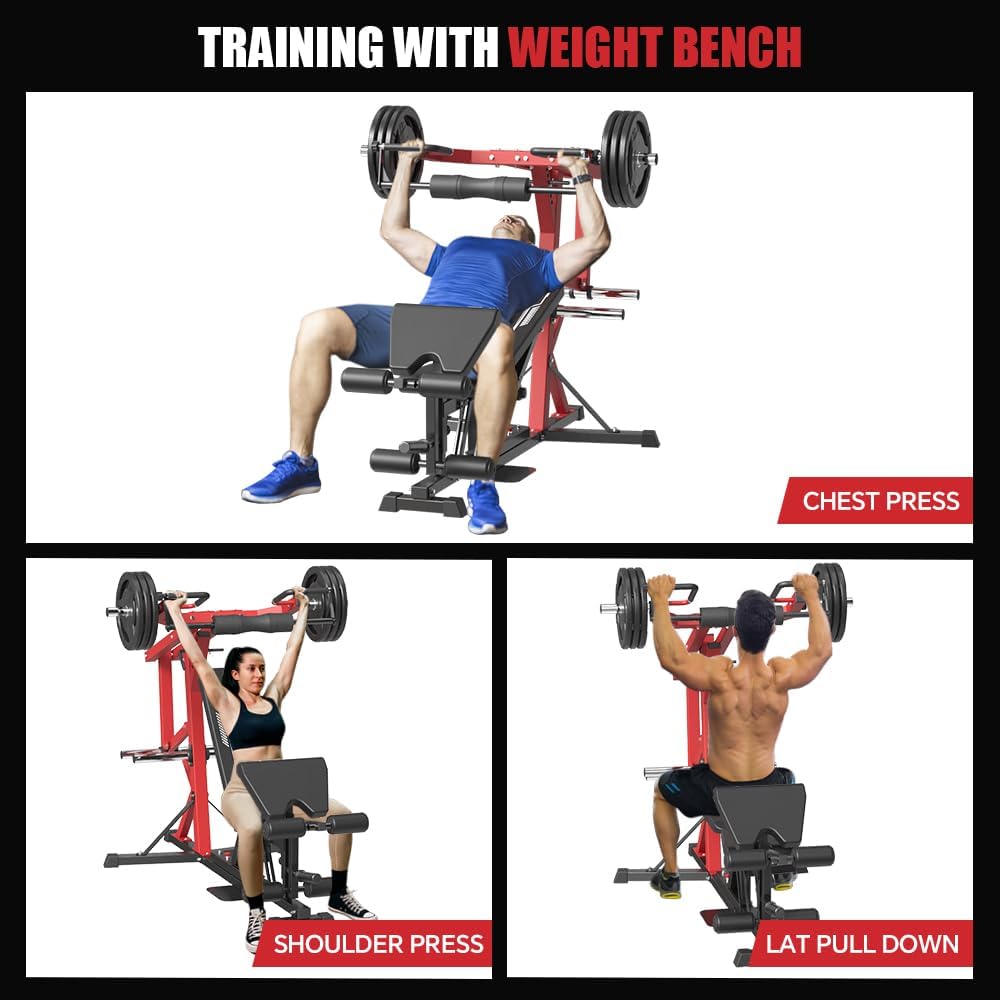 Red Multifunctional Strength Training Station with Multi Bench Press B392