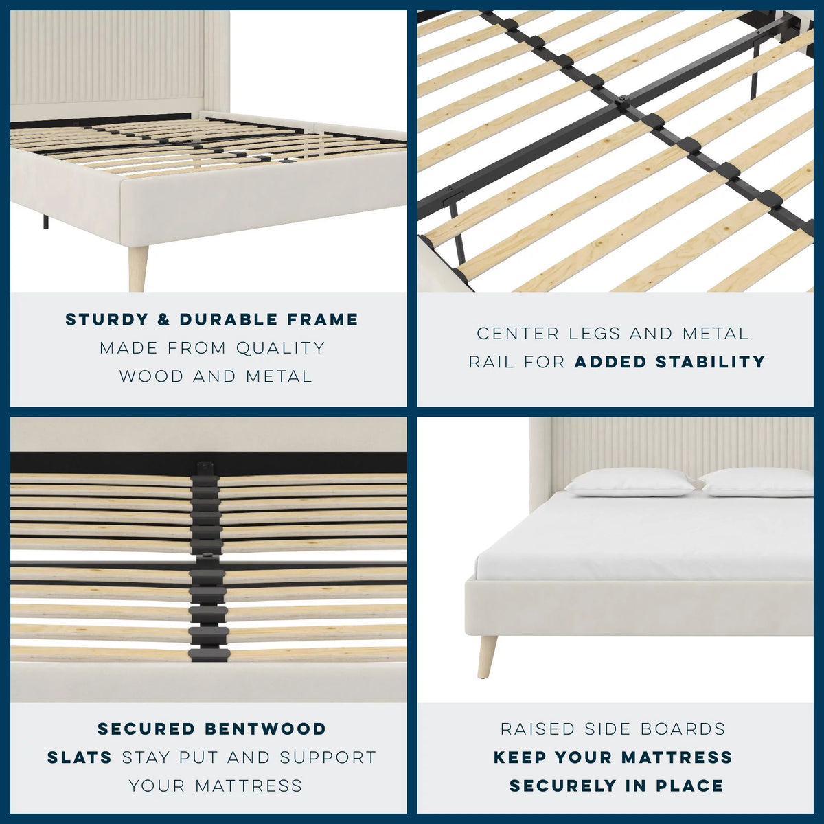 Ivory Velvet Queen Upholstered Bed I7764