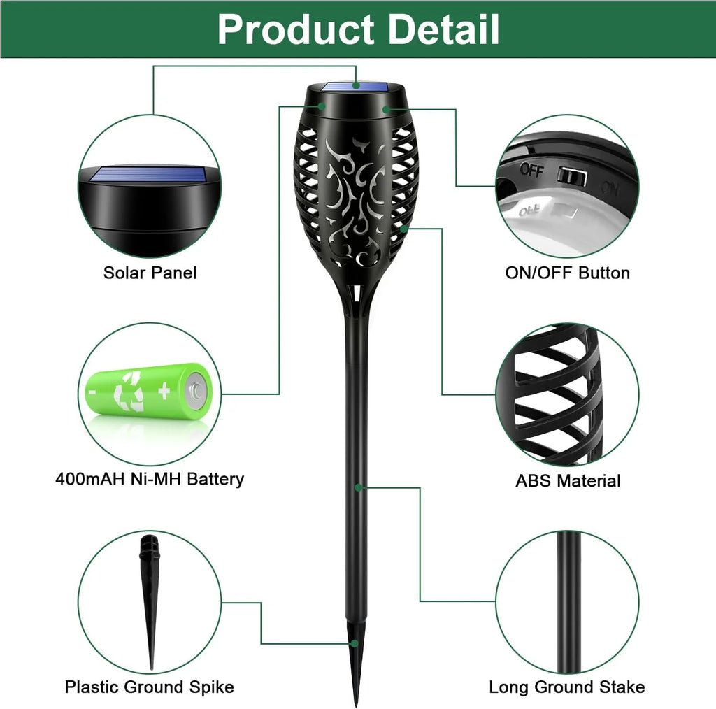 12 Pack Solar Torch Lights Outdoor, LED Flickering Solar Lights, Waterproof Flame Lights D816980