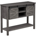Antique Farmhouse Console Table with Sliding Barn Doors and Bottom Storage Shelf, Gray H663612