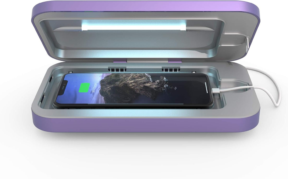 UV Cell Phone Sanitizer and Dual Universal Charger (Silver) Pack of 2 V28636