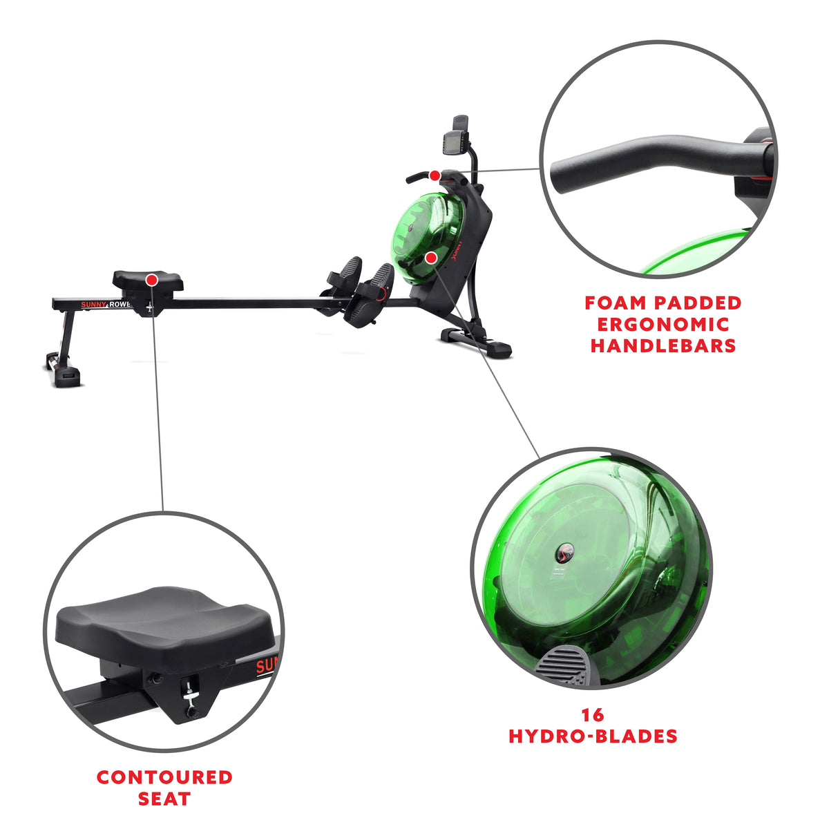 Black Magnetic Water Rowing Machine S533