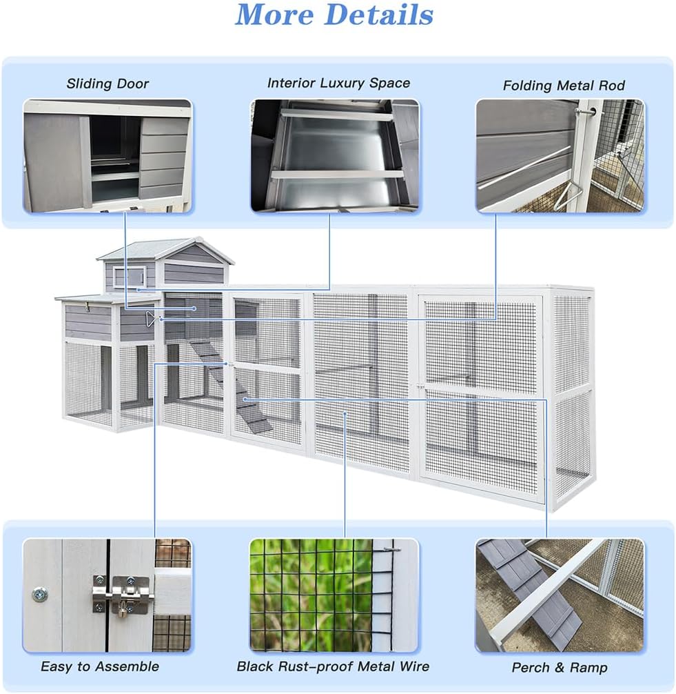 Extra Large Wooden Chicken Coop with Run C951771