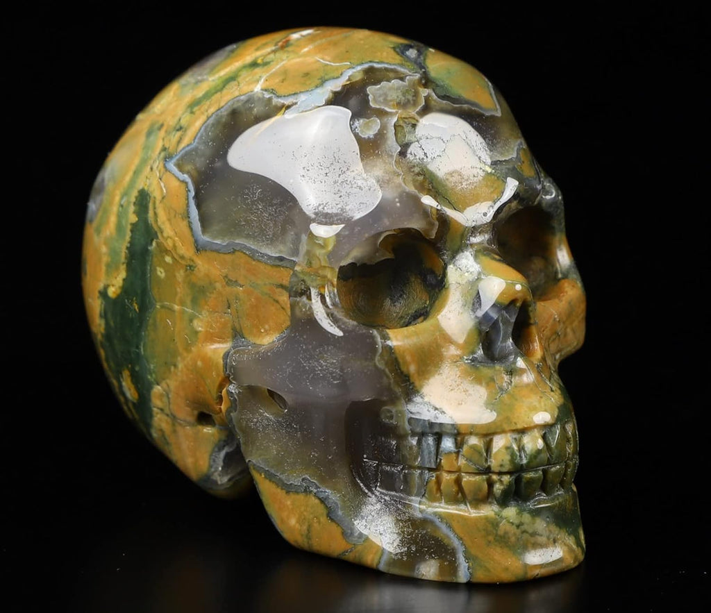 2.0” Ocean Jasper Crystal Skull Hand Carved Gemstone Sculpture Q1598