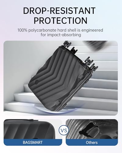 Black PC Hardside Carry On Luggage with Spinner Wheels U6206