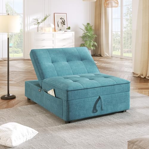 White 4-in-1 Sleeper Sofa Chair Bed with Storage Pocket and USB Port V352
