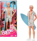 Pastel Pink and Green Striped Beach Matching Set with Surfboard and White Sneakers I533369