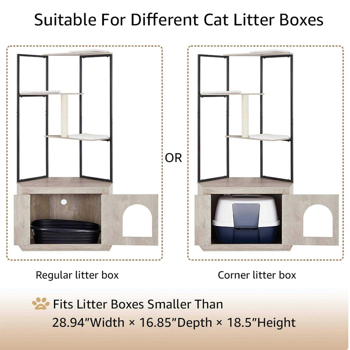 Corner Box Enclosure with Cat Tree Tower Cat Litter Q94623