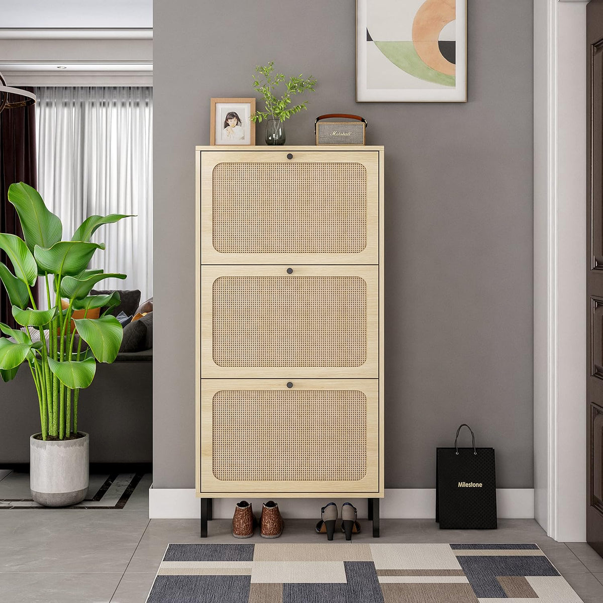 White Freestanding Slim Storage Cabinet P137314