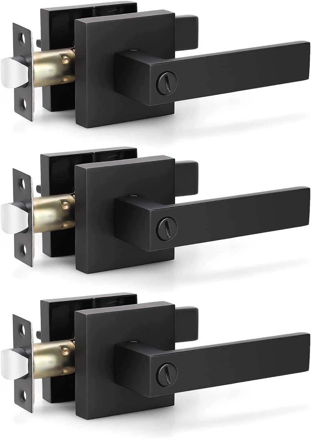 Matte Black Privacy Door Lever Handle, 8 Pack L709552