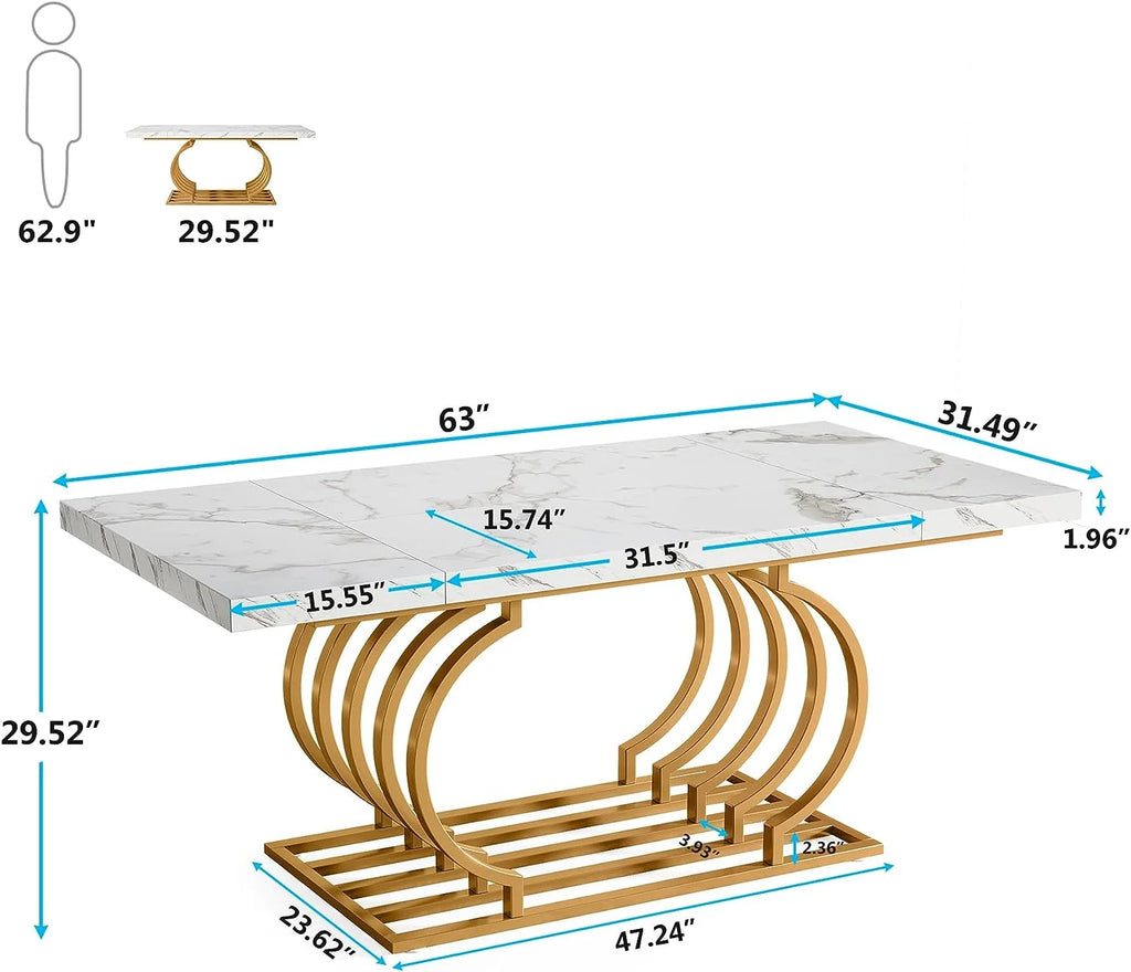63 inch Gold Rectangular Dining Table H653703
