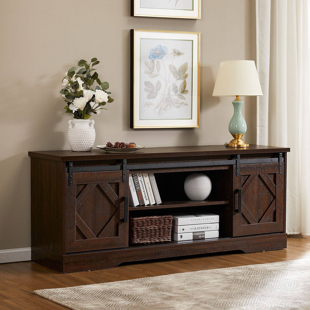Rustic Grey Wash Wood TV Stand Storage Cabinet N804012