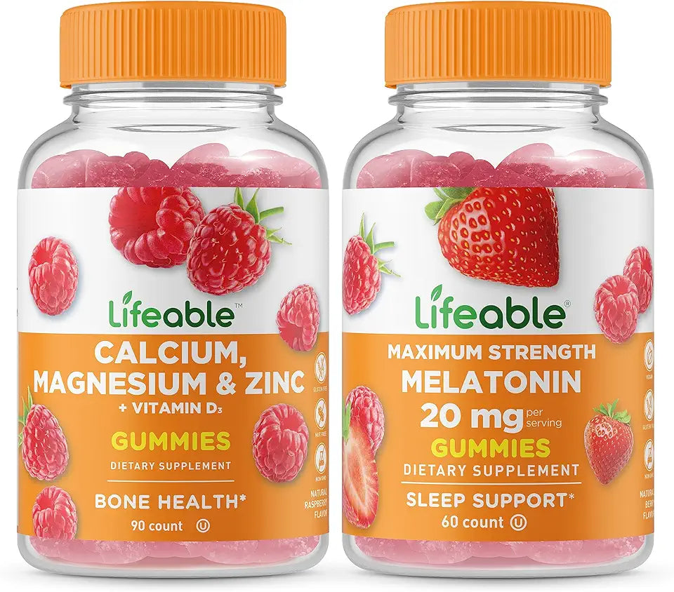 Calcium Magnesium Zinc Vitamin D Melatonin 20mg Gummies Bundle I359