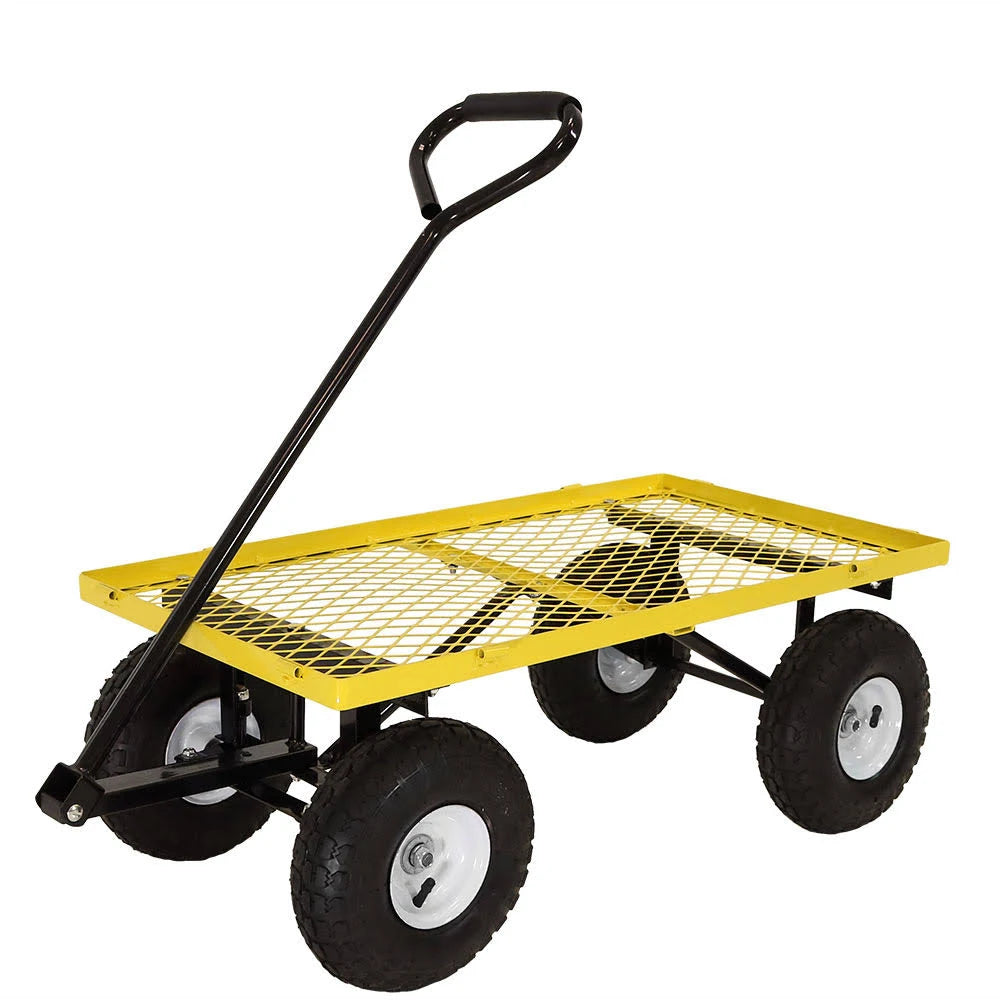 Yellow Utility Cart with Folding Sides and Liner Set D22504