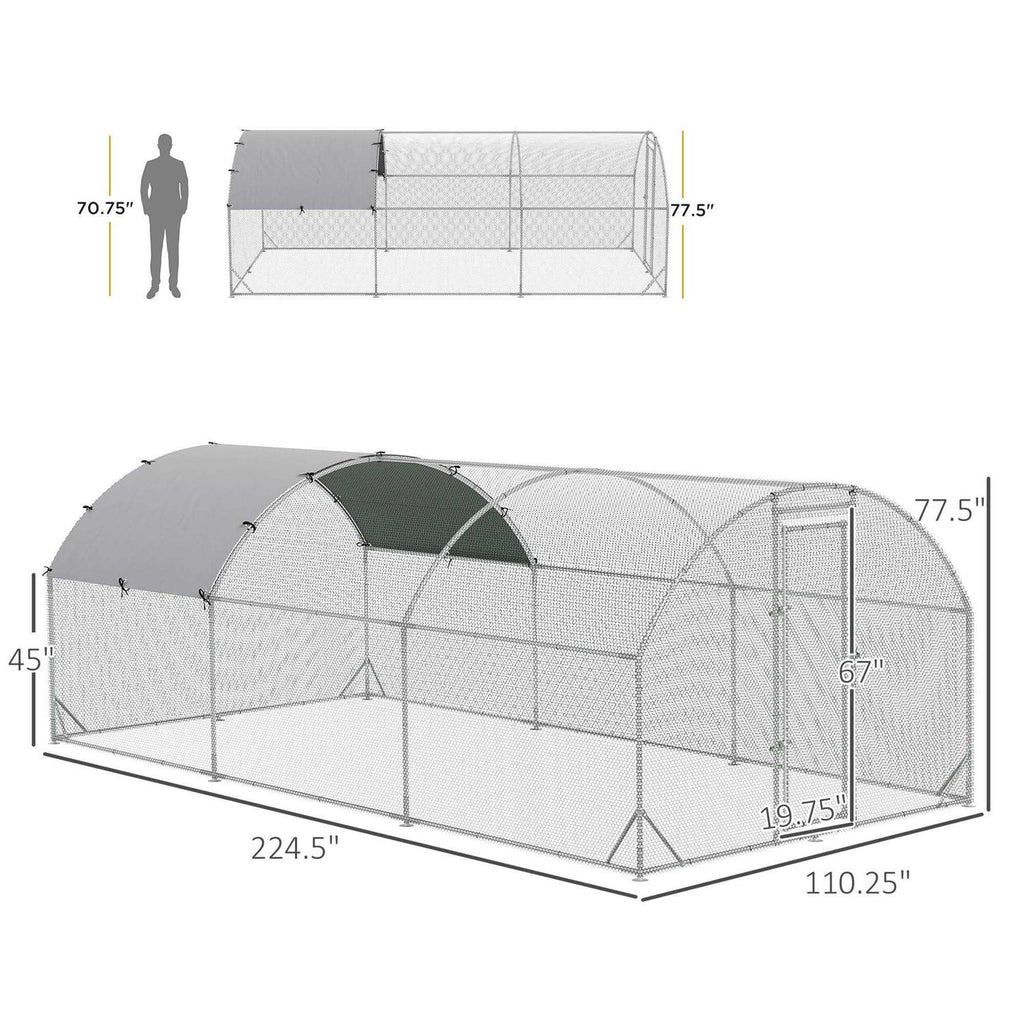 Metal Chicken Coop Walk-in Enclosure with Cover O3296