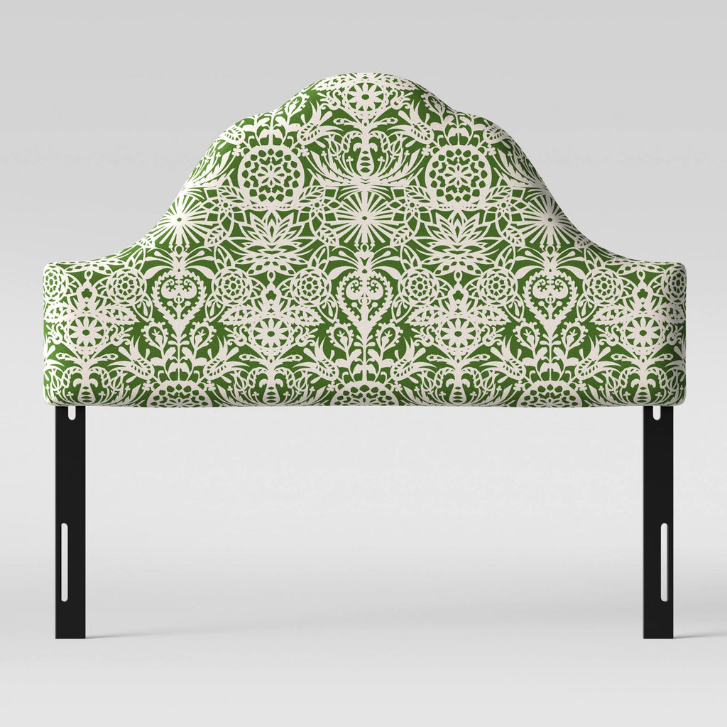 Arched Headboard Green White Floral B90244