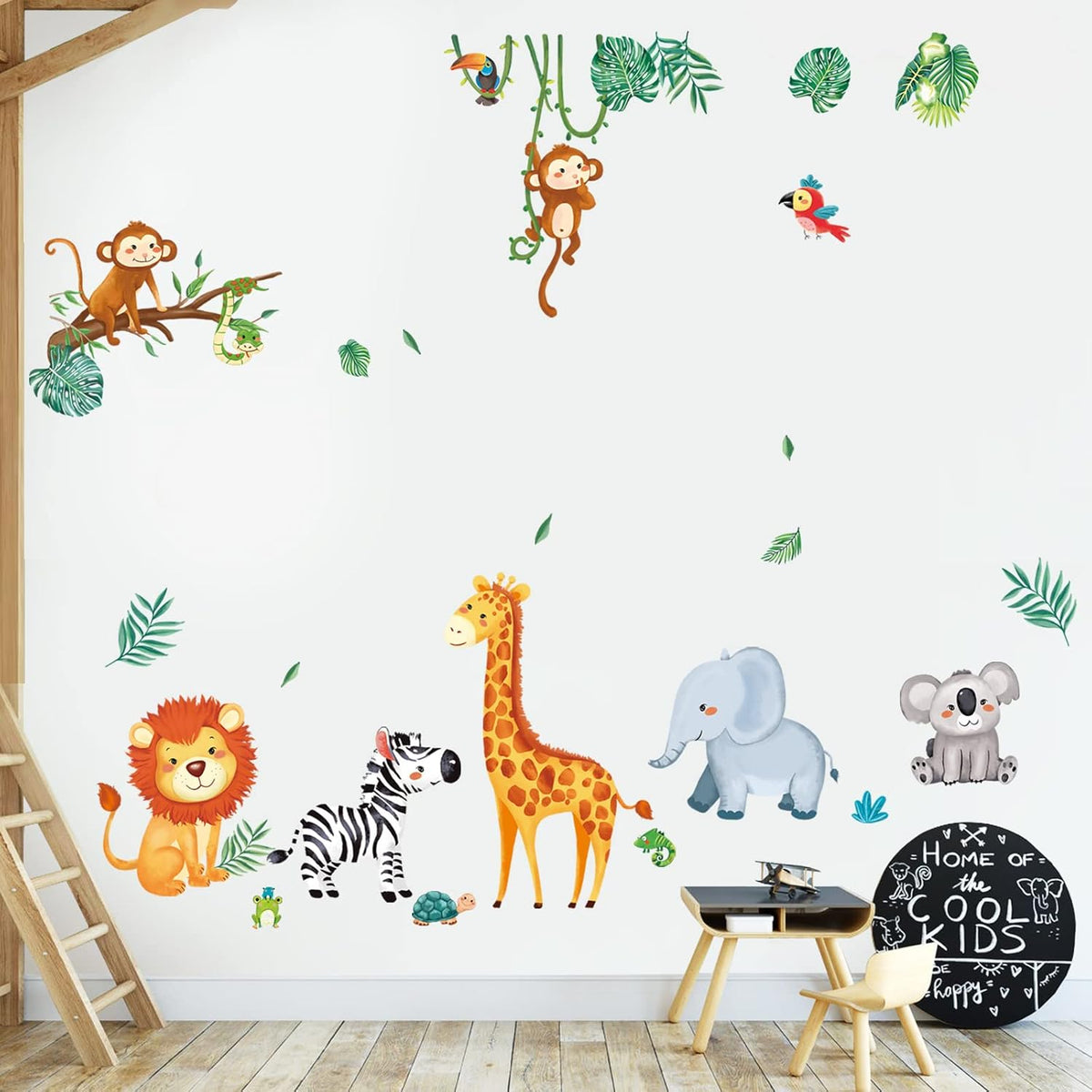 Jungle Animals Wall Decals Monkey Giraffe Elephant Wall Stickers Wall Decor F341