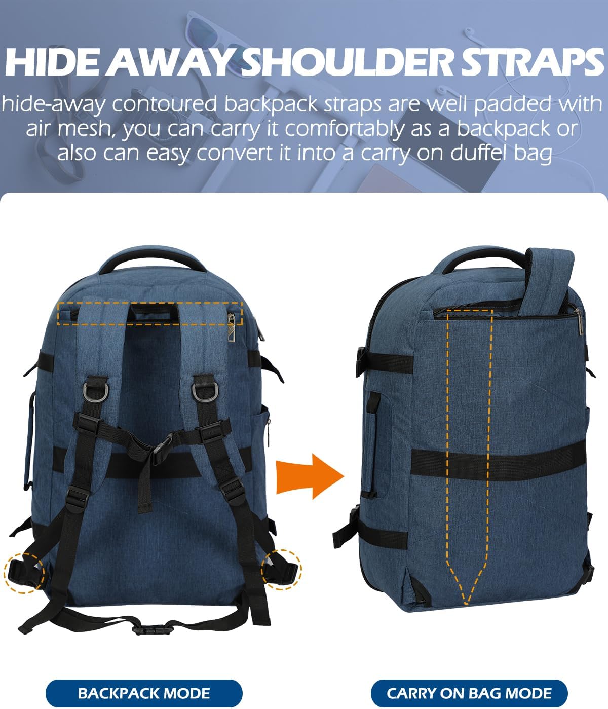 40L Blue with Grey Travel Backpack G80693