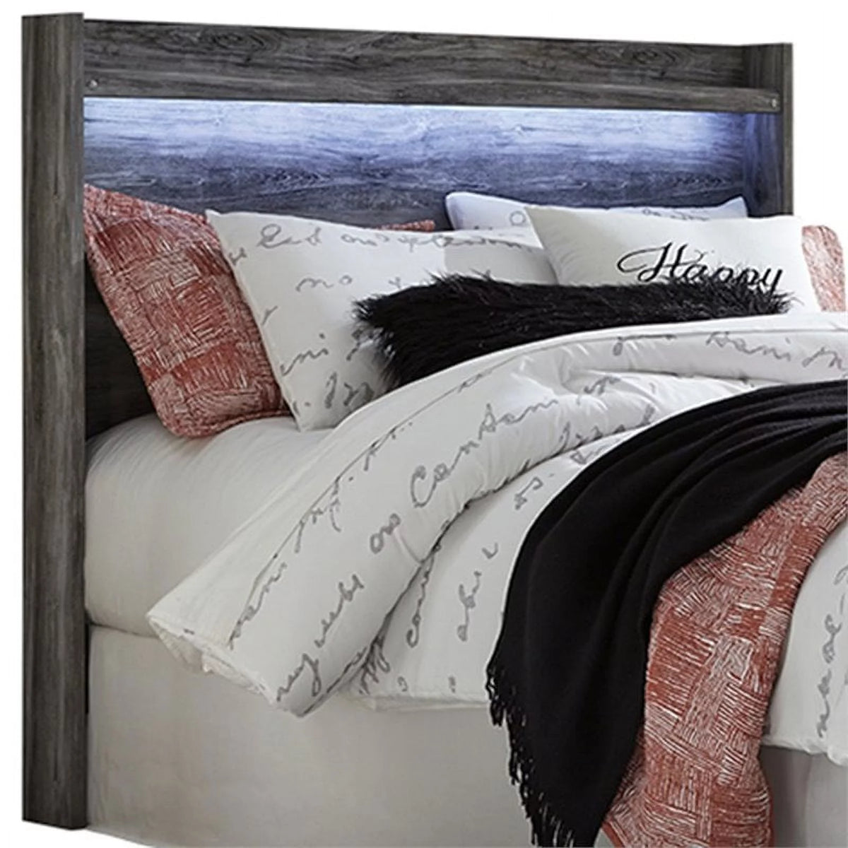 Queen LED Panel Headboard in Smokey Gray S81483