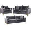 Gray Velvet 3-Piece Sofa Set E16628