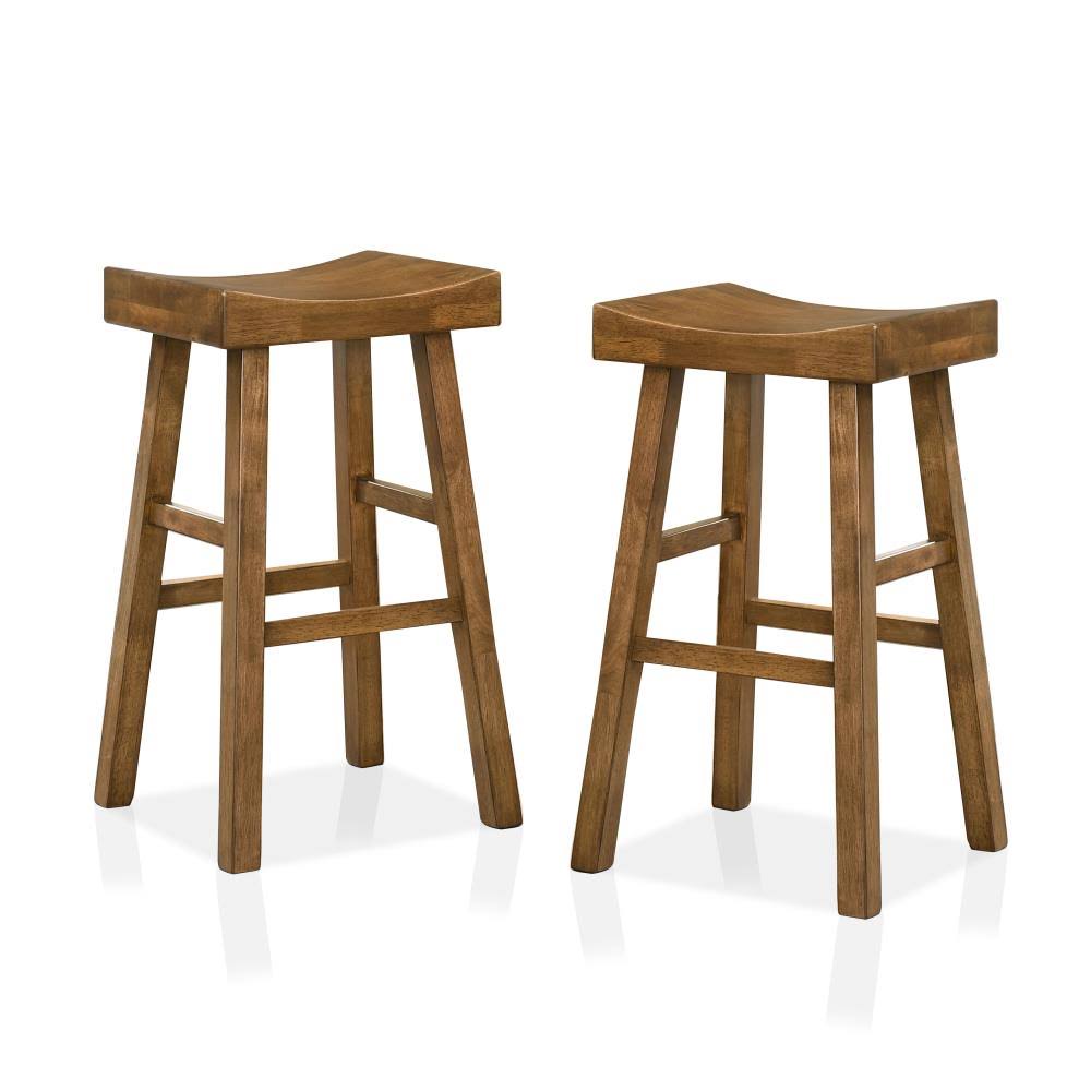 Set of 2 Oak Bar Height Bar Stool in Brown X2876