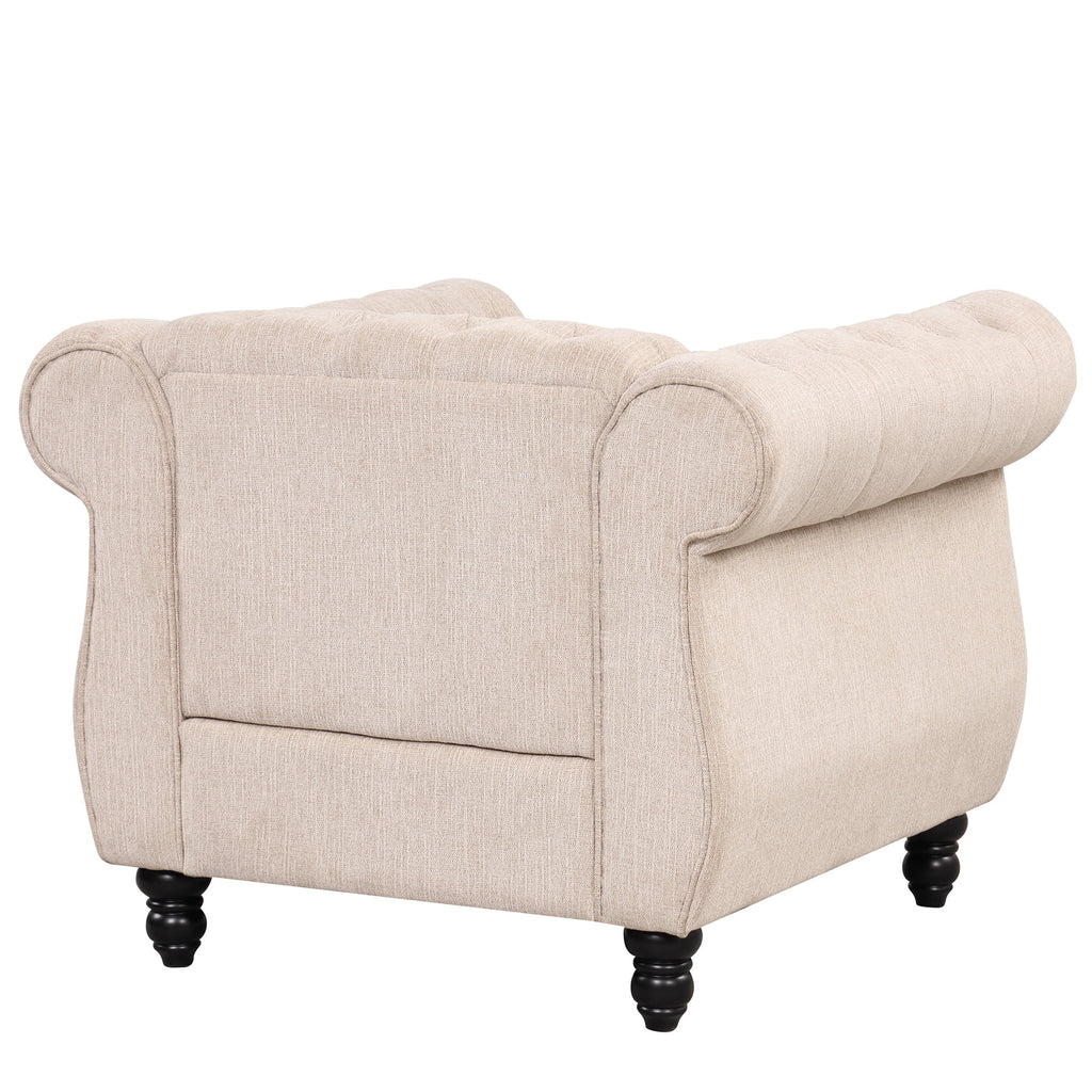 Beige Plush Upholstered Sofa with Solid Wood Legs Z86644