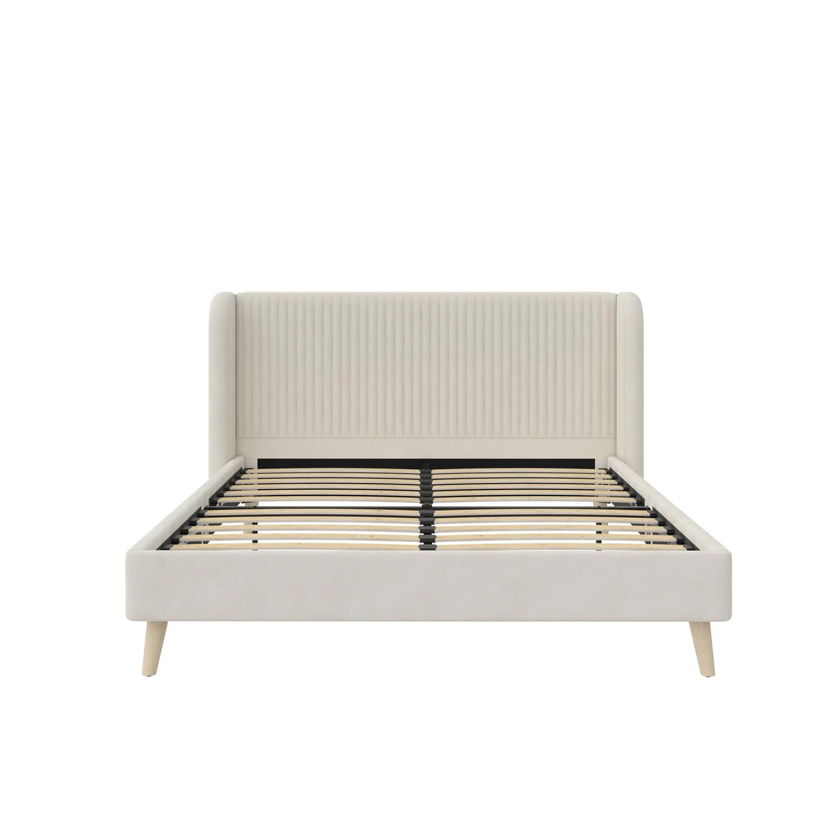 Ivory Velvet Queen Upholstered Bed I7764