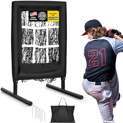 Heavy Duty 9 Hole Baseball Softball Pitching Net with Carry Bag H7446
