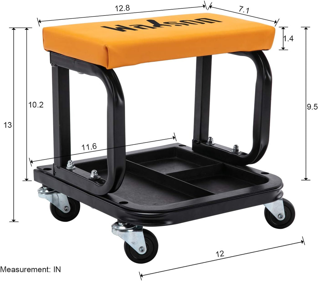 Rolling Garage Seat with Tool Tray Storage, 300 lbs Capacity, Pack of 2 S1340