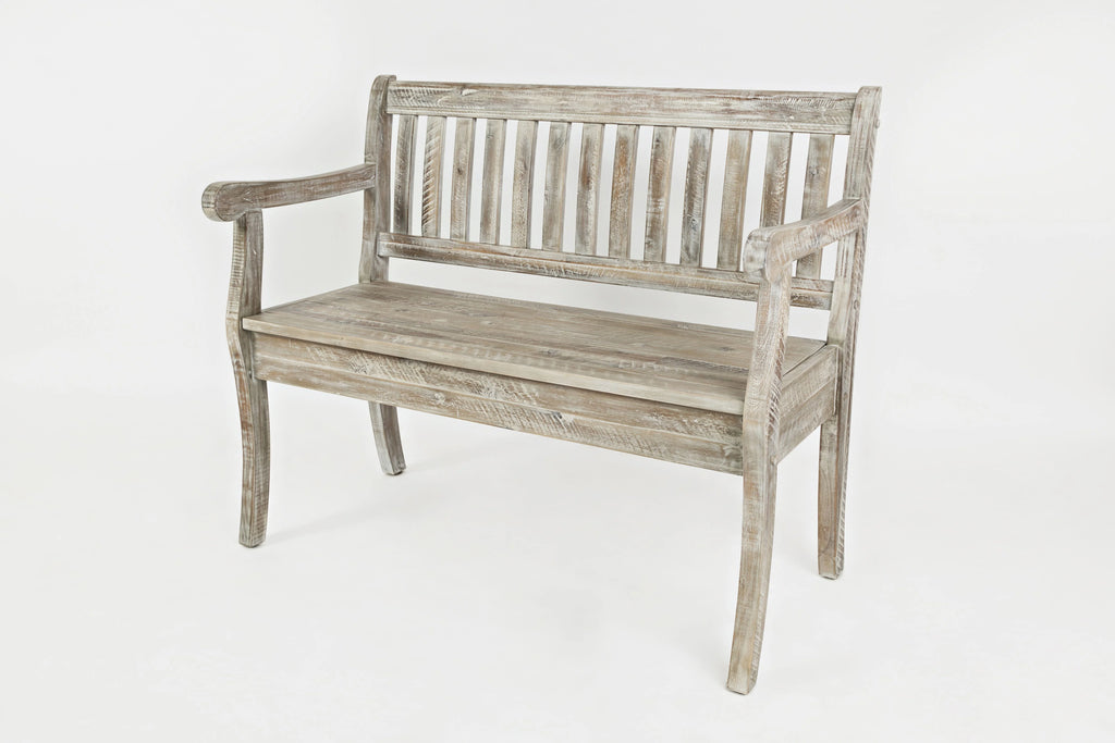 Rustic Distressed Acacia Storage Bench V134