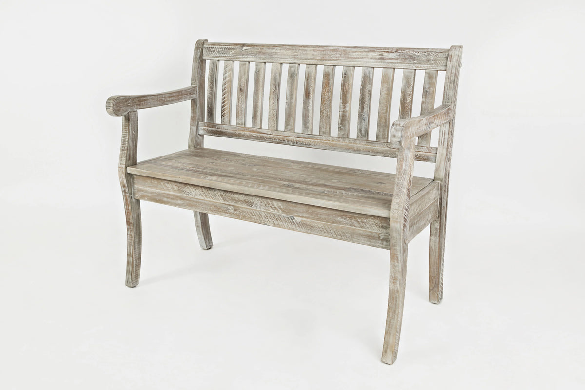 Rustic Distressed Acacia Storage Bench V134
