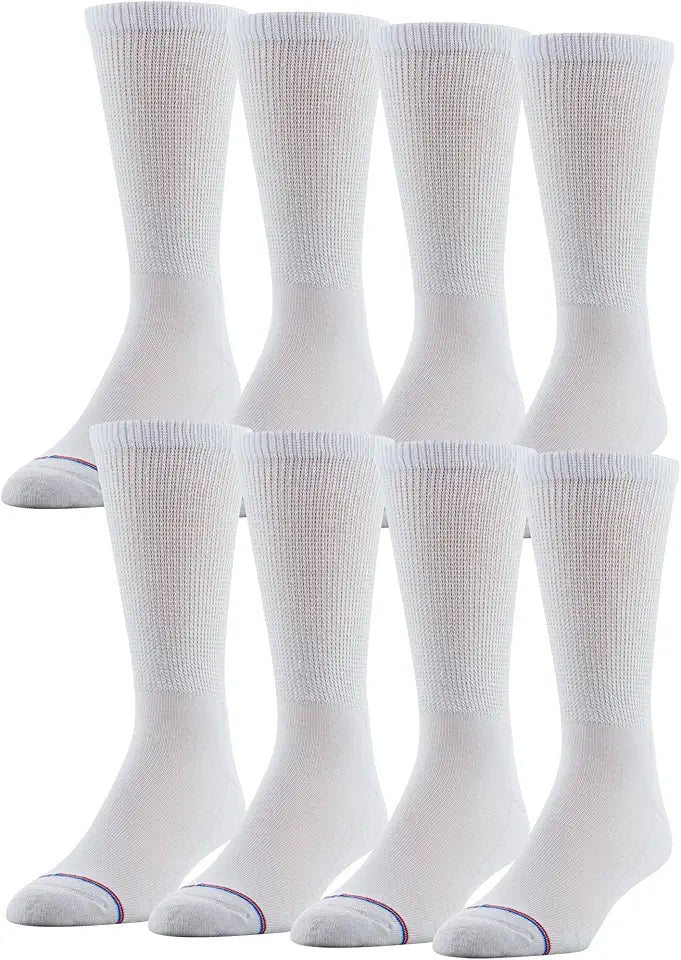 Men's 8 Pack Diabetic Crew Socks with Non-Binding Top H332324